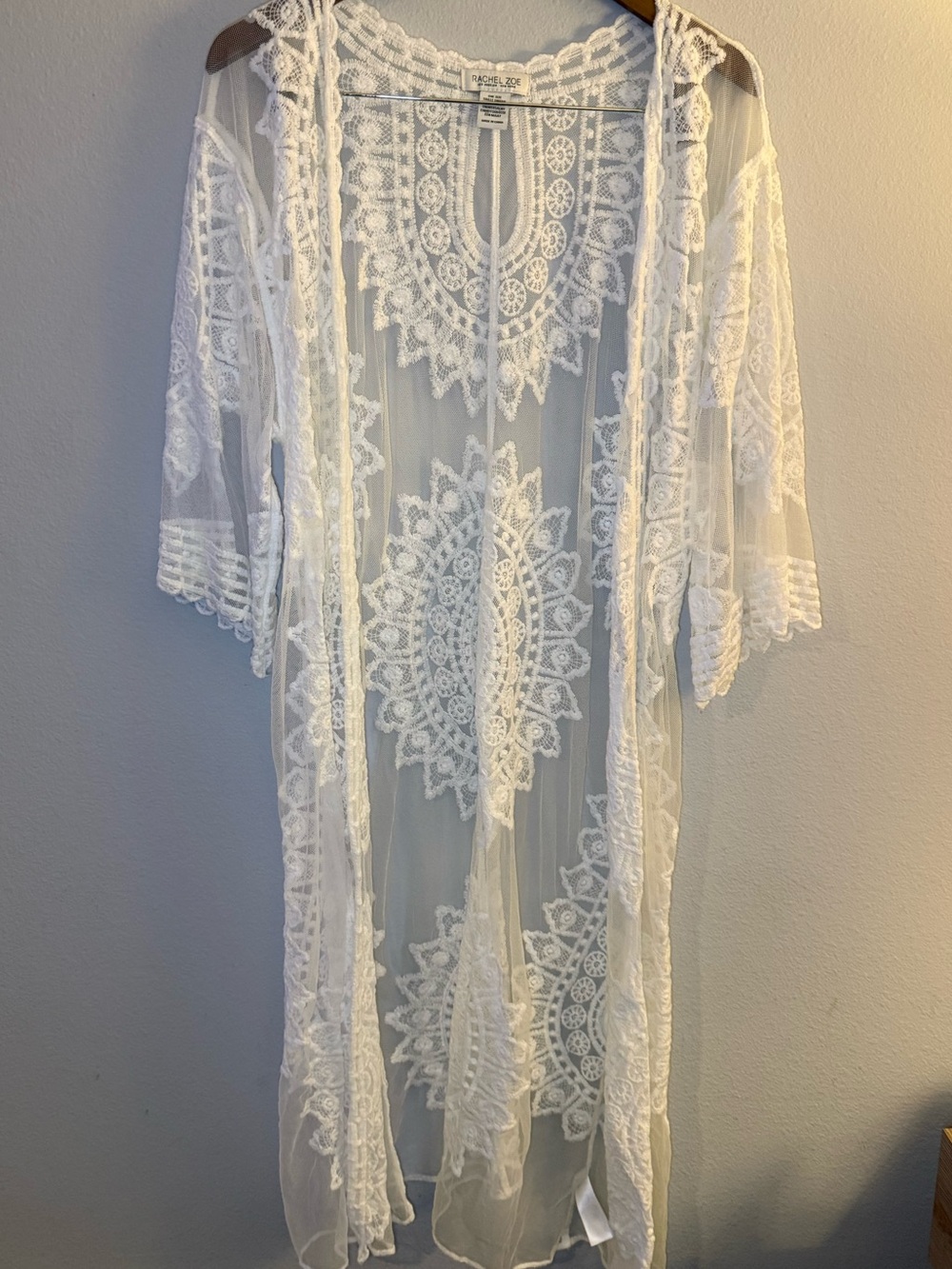 Rachel Zoe White Lace Open-Front Kimono